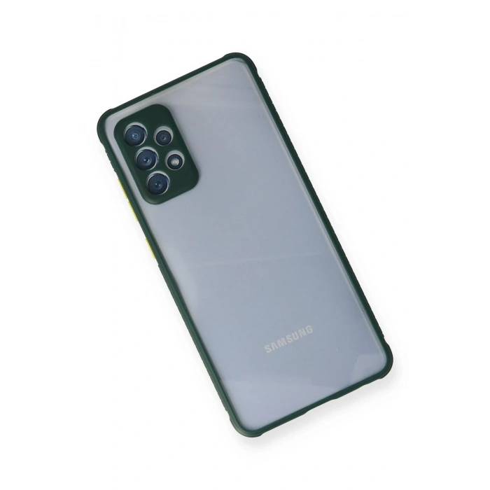 Mey İthalat®  Samsung Galaxy A72 Kılıf Miami Şeffaf Silikon - Koyu Yeşil