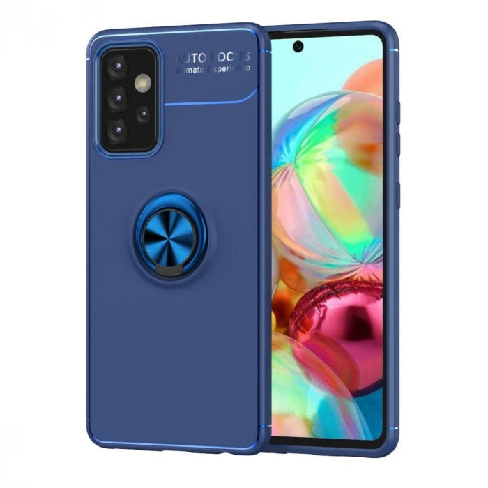 Mey İthalat®  Samsung Galaxy A72 Kılıf Range Yüzüklü Silikon - Mavi