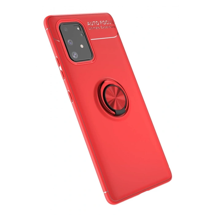 Mey İthalat®  Samsung Galaxy A91 / S10 Lite Kılıf Range Yüzüklü Silikon - Kırmızı