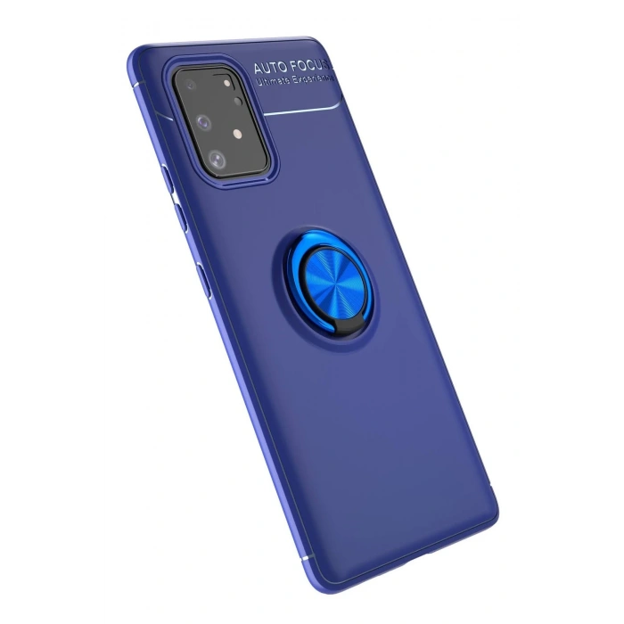 Mey İthalat®  Samsung Galaxy A91 / S10 Lite Kılıf Range Yüzüklü Silikon - Mavi