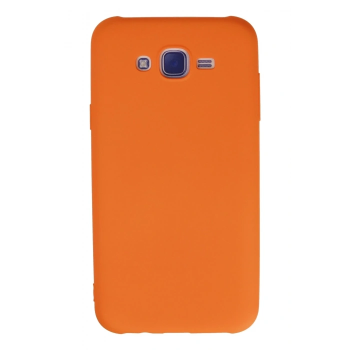 Mey İthalat®  Samsung Galaxy J7 Kılıf Nano içi Kadife Silikon - Turuncu