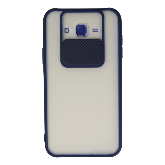 Mey İthalat®  Samsung Galaxy J7 Kılıf Palm Buzlu Kamera Sürgülü Silikon - Lacivert