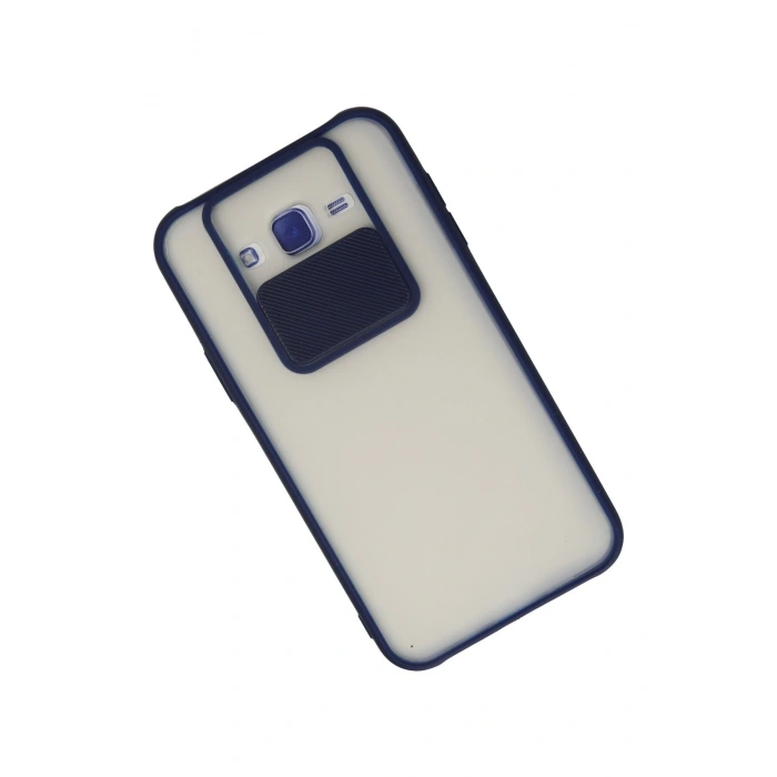 Mey İthalat®  Samsung Galaxy J7 Kılıf Palm Buzlu Kamera Sürgülü Silikon - Lacivert