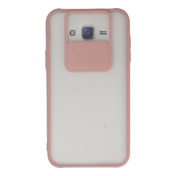 Mey İthalat®  Samsung Galaxy J7 Kılıf Palm Buzlu Kamera Sürgülü Silikon - Pembe