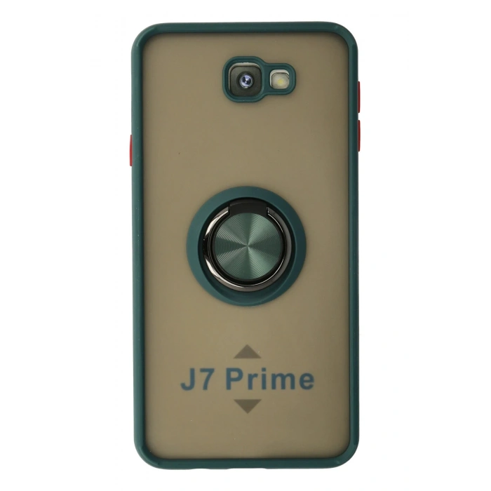 Mey İthalat®  Samsung Galaxy J7 Prime Kılıf Montreal Yüzüklü Silikon Kapak - Yeşil