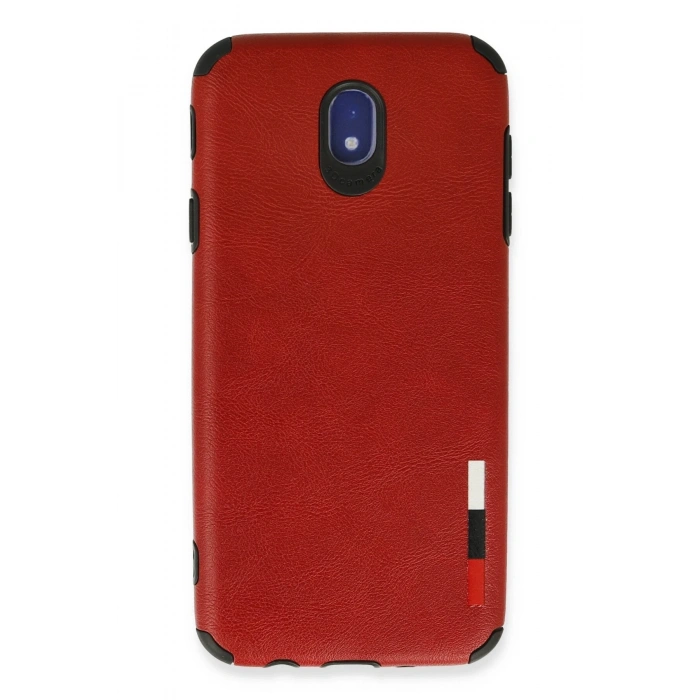 Mey İthalat®  Samsung Galaxy J7 Pro / J730 Kılıf Loop Deri Silikon - Kırmızı