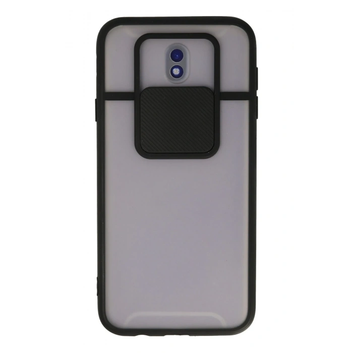 Mey İthalat®  Samsung Galaxy J7 Pro / J730 Kılıf Palm Buzlu Kamera Sürgülü Silikon - Siyah
