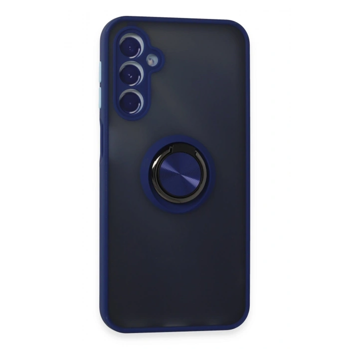 Mey İthalat®  Samsung Galaxy M34 5G Kılıf Montreal Yüzüklü Silikon Kapak - Lacivert