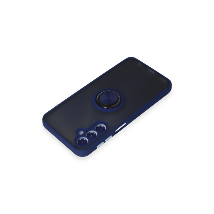 Mey İthalat®  Samsung Galaxy M34 5G Kılıf Montreal Yüzüklü Silikon Kapak - Lacivert