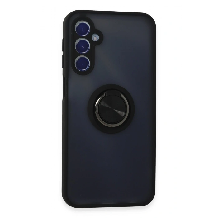 Mey İthalat®  Samsung Galaxy M34 5G Kılıf Montreal Yüzüklü Silikon Kapak - Siyah
