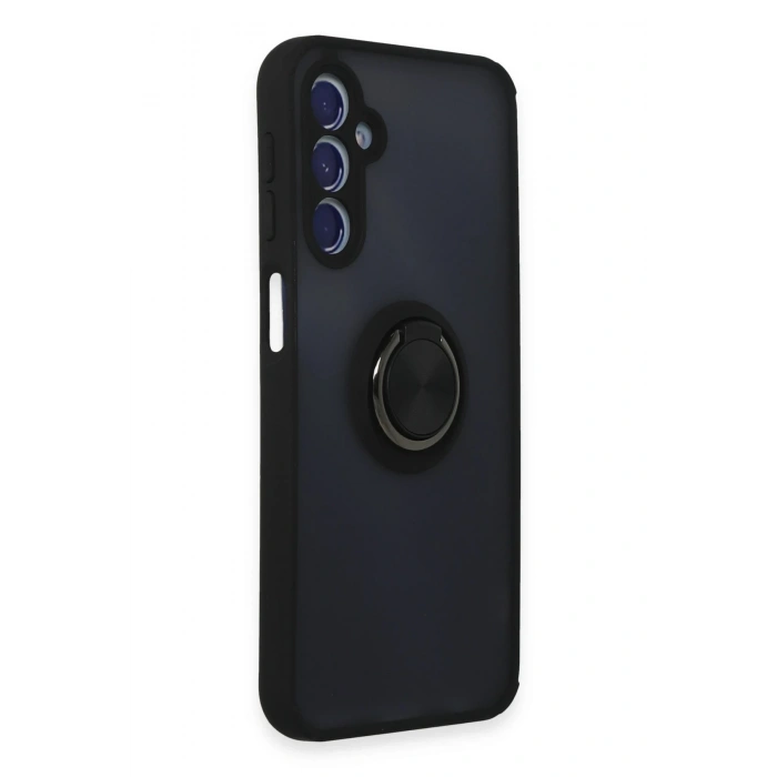 Mey İthalat®  Samsung Galaxy M34 5G Kılıf Montreal Yüzüklü Silikon Kapak - Siyah