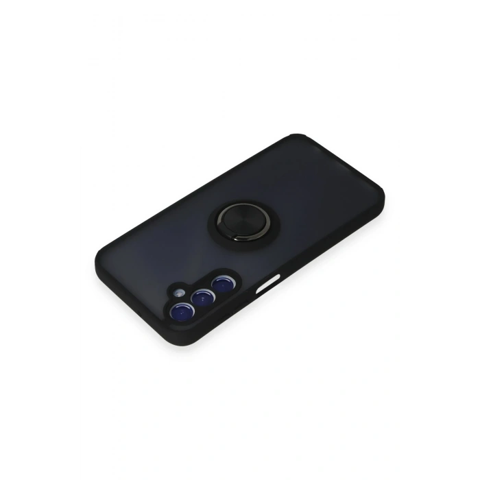 Mey İthalat®  Samsung Galaxy M34 5G Kılıf Montreal Yüzüklü Silikon Kapak - Siyah
