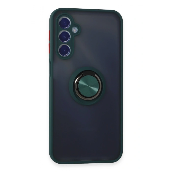 Mey İthalat®  Samsung Galaxy M34 5G Kılıf Montreal Yüzüklü Silikon Kapak - Yeşil