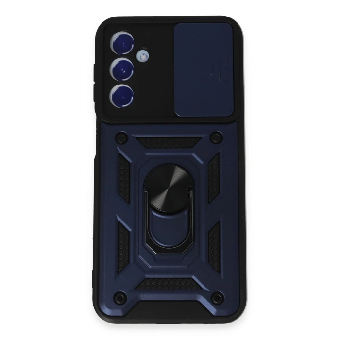 Mey İthalat®  Samsung Galaxy M34 5G Kılıf Pars Lens Yüzüklü Silikon - Lacivert
