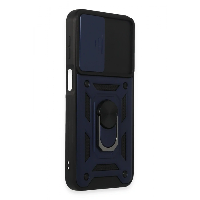 Mey İthalat®  Samsung Galaxy M34 5G Kılıf Pars Lens Yüzüklü Silikon - Lacivert
