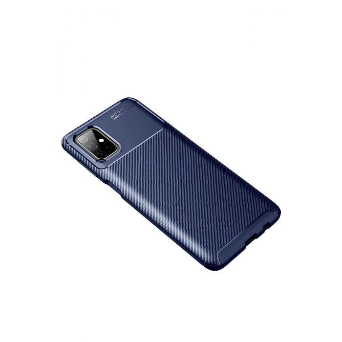 Mey İthalat®  Samsung Galaxy M51 Kılıf Auto Focus Karbon Kapak - Lacivert