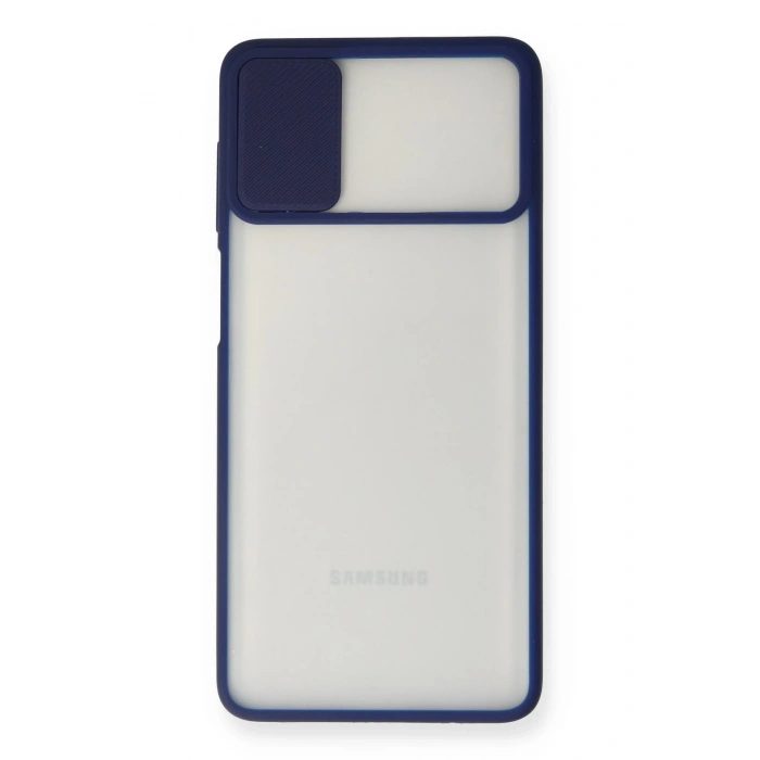Mey İthalat®  Samsung Galaxy M51 Kılıf Palm Buzlu Kamera Sürgülü Silikon - Lacivert