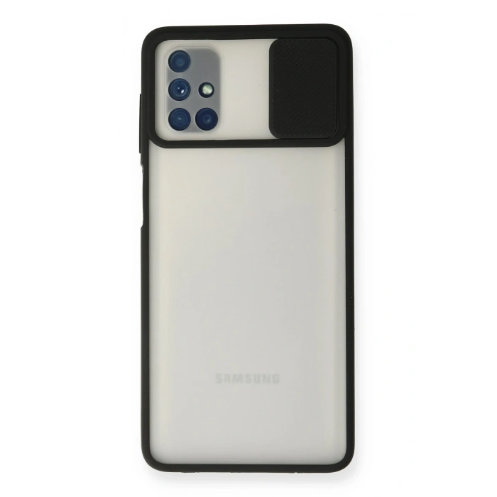 Mey İthalat®  Samsung Galaxy M51 Kılıf Palm Buzlu Kamera Sürgülü Silikon - Siyah