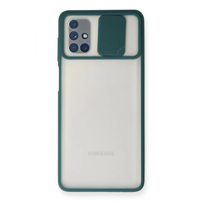 Mey İthalat®  Samsung Galaxy M51 Kılıf Palm Buzlu Kamera Sürgülü Silikon - Yeşil