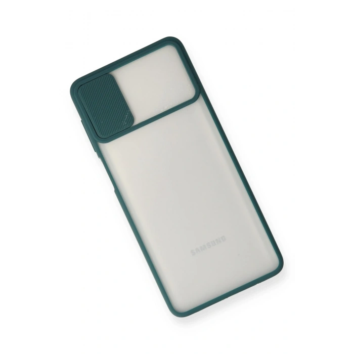 Mey İthalat®  Samsung Galaxy M51 Kılıf Palm Buzlu Kamera Sürgülü Silikon - Yeşil