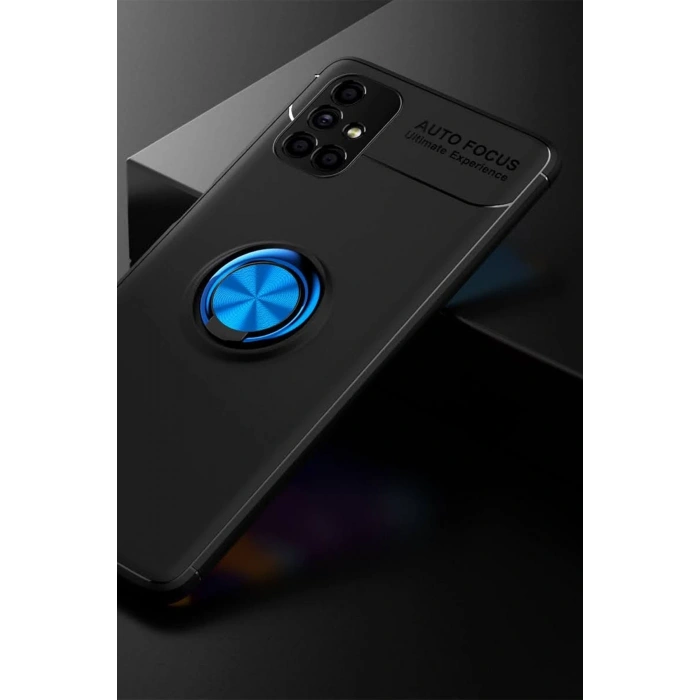Mey İthalat®  Samsung Galaxy M51 Kılıf Range Yüzüklü Silikon - Siyah-Mavi