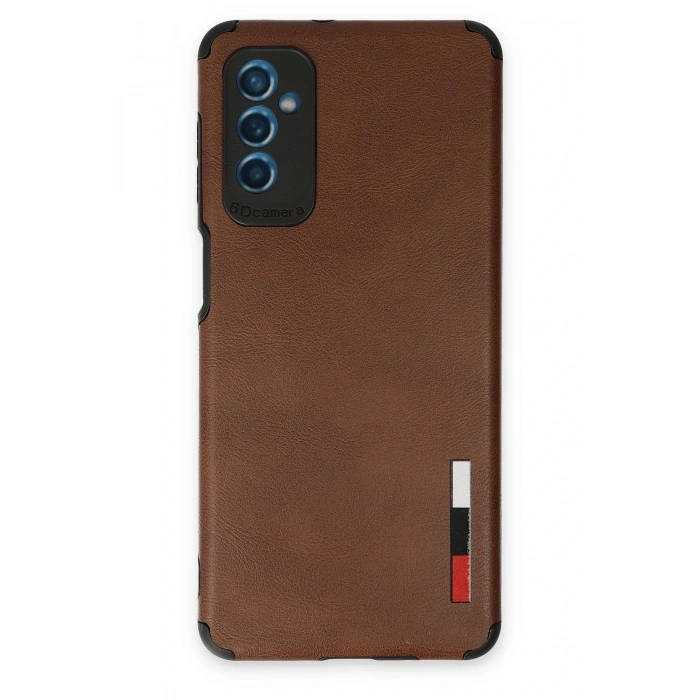 Mey İthalat®  Samsung Galaxy M52 5G Kılıf Loop Deri Silikon - Kahverengi