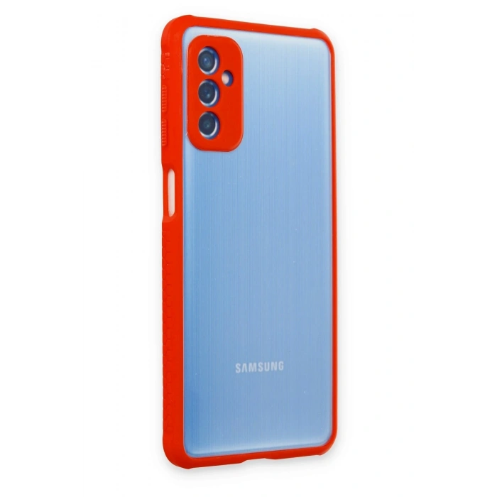 Mey İthalat®  Samsung Galaxy M52 5G Kılıf Miami Şeffaf Silikon - Kırmızı