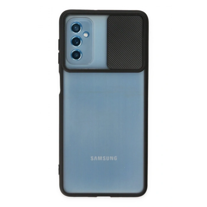 Mey İthalat®  Samsung Galaxy M52 5G Kılıf Palm Buzlu Kamera Sürgülü Silikon - Siyah