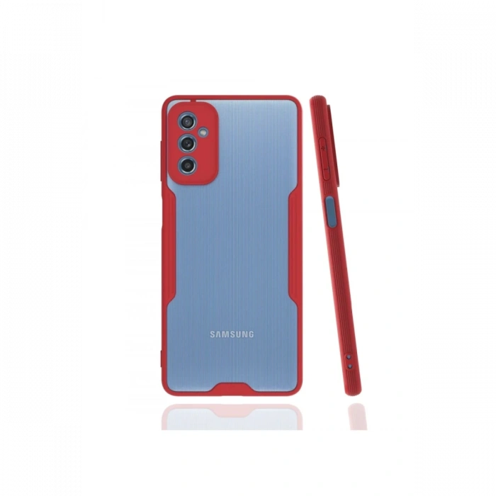 Mey İthalat®  Samsung Galaxy M52 5G Kılıf Platin Silikon - Kırmızı