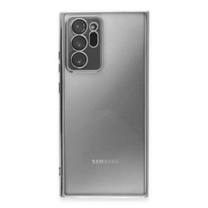 Mey İthalat®  Samsung Galaxy Note 20 Ultra Kılıf  Lensli Silikon - Gümüş