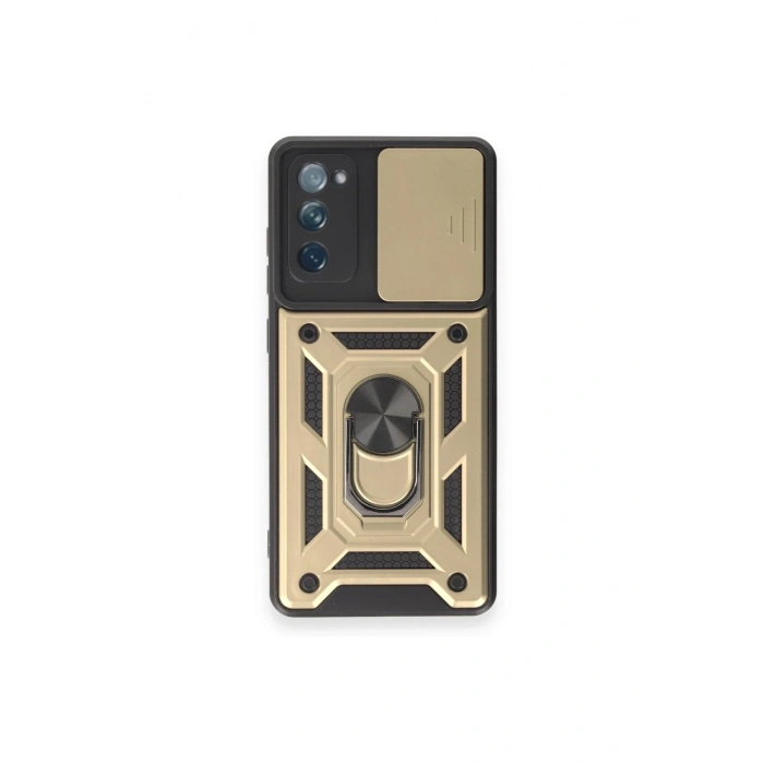 Mey İthalat®  Samsung Galaxy S20 FE Kılıf Pars Lens Yüzüklü Silikon - Gold