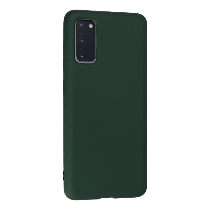 Mey İthalat®  Samsung Galaxy S20 Kılıf Nano içi Kadife Silikon - Koyu Yeşil