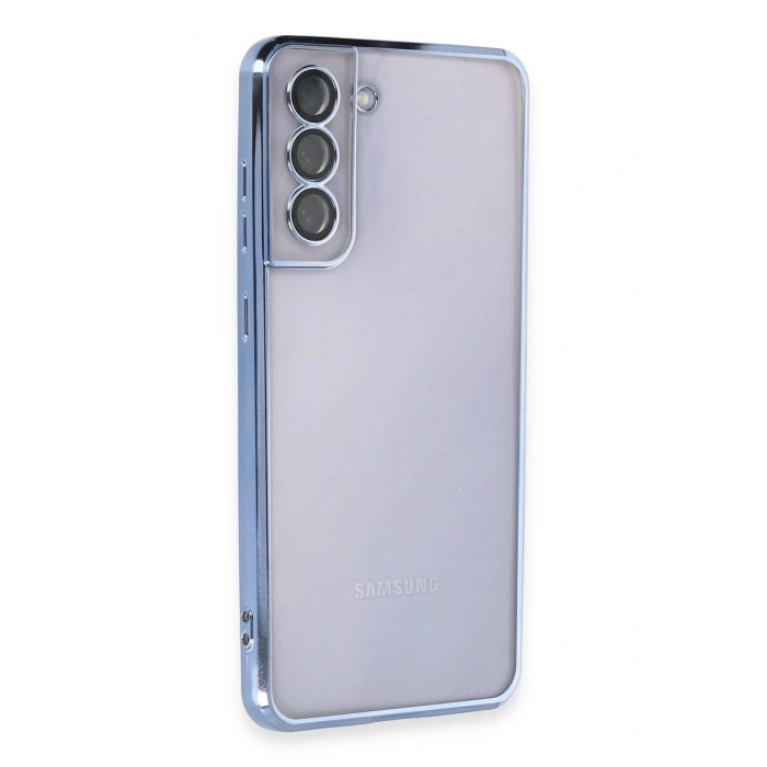 Mey İthalat®  Samsung Galaxy S21 FE Kılıf  Lensli Silikon - Açık Mavi