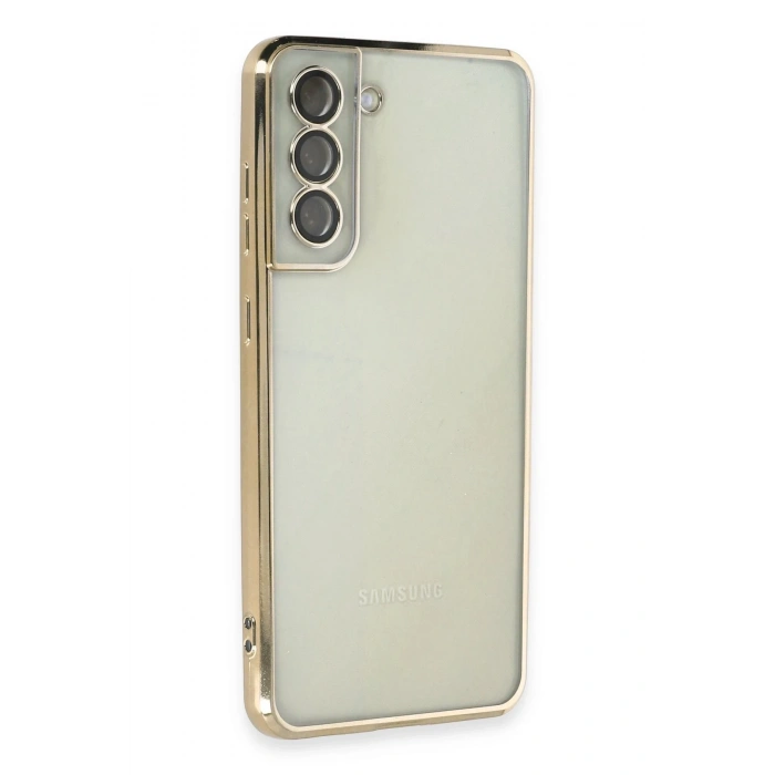 Mey İthalat®  Samsung Galaxy S21 FE Kılıf  Lensli Silikon - Gold