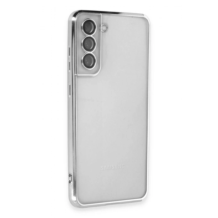 Mey İthalat®  Samsung Galaxy S21 FE Kılıf  Lensli Silikon - Gümüş