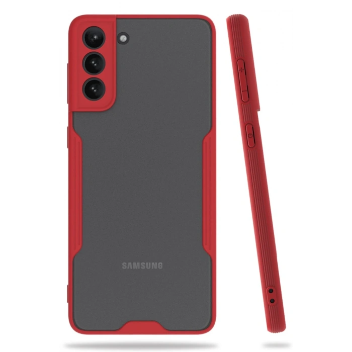 Mey İthalat®  Samsung Galaxy S21 Plus Kılıf Platin Silikon - Kırmızı