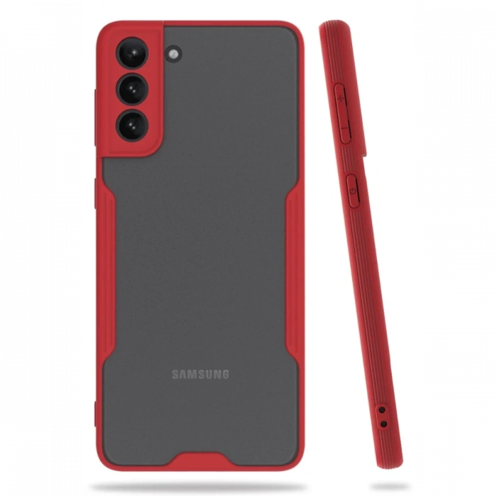 Mey İthalat®  Samsung Galaxy S21 Plus Kılıf Platin Silikon - Kırmızı