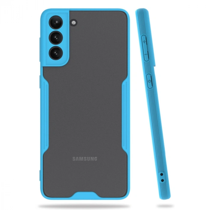 Mey İthalat®  Samsung Galaxy S21 Plus Kılıf Platin Silikon - Mavi
