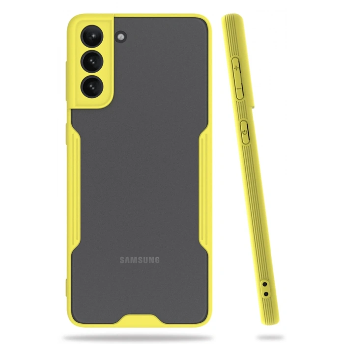Mey İthalat®  Samsung Galaxy S21 Plus Kılıf Platin Silikon - Sarı