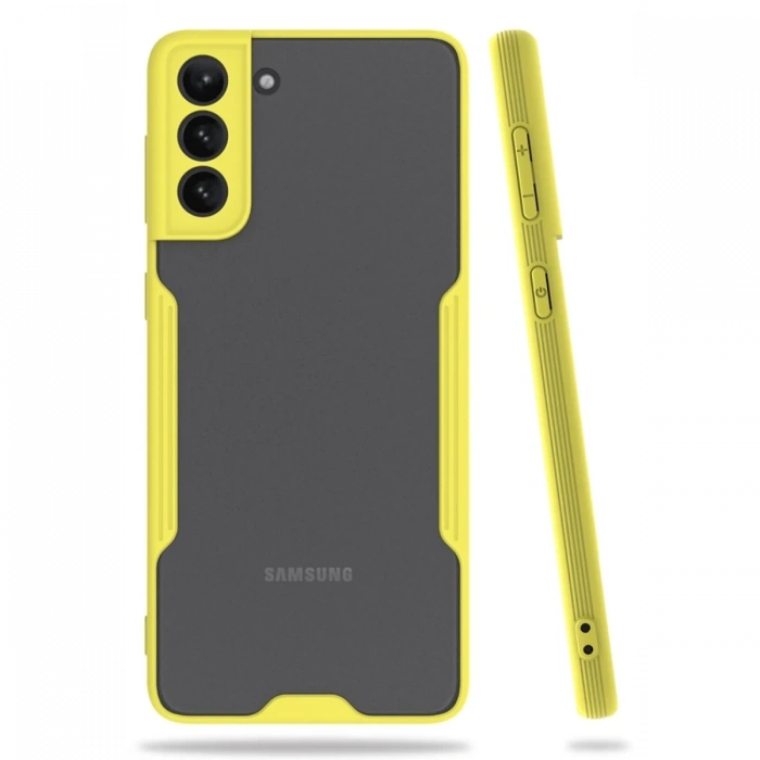 Mey İthalat®  Samsung Galaxy S21 Plus Kılıf Platin Silikon - Sarı