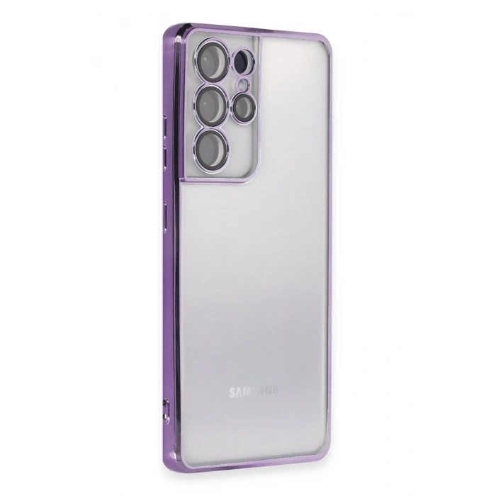 Mey İthalat®  Samsung Galaxy S21 Ultra Kılıf  Lensli Silikon - Mor