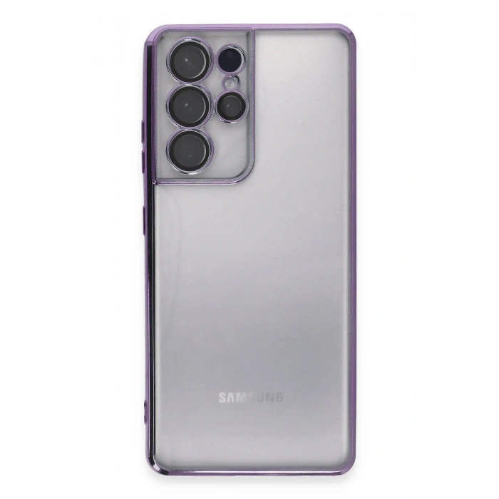 Mey İthalat®  Samsung Galaxy S21 Ultra Kılıf  Lensli Silikon - Mor