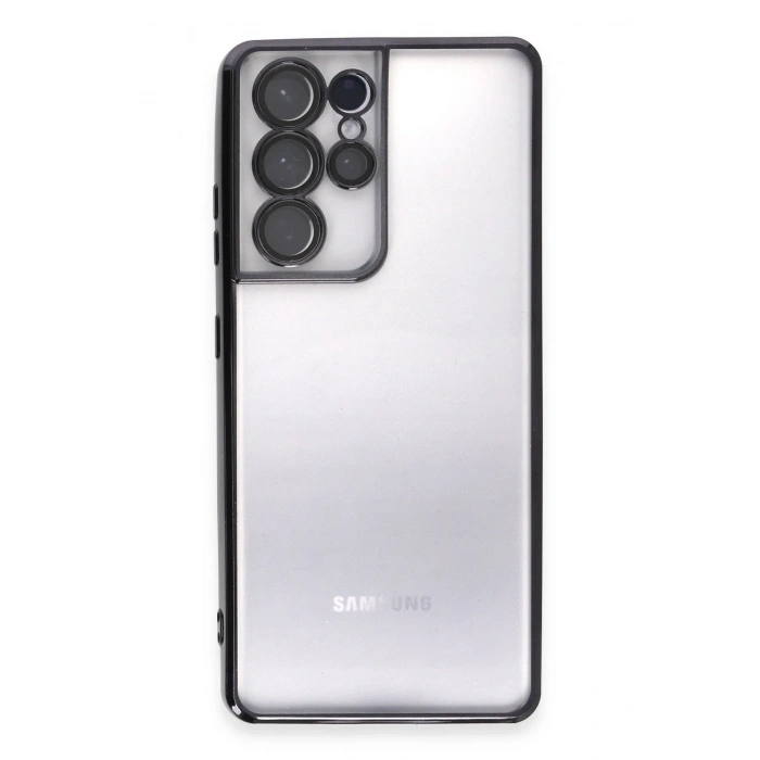 Mey İthalat®  Samsung Galaxy S21 Ultra Kılıf  Lensli Silikon - Siyah