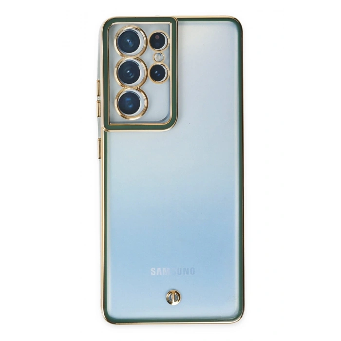 Mey İthalat®  Samsung Galaxy S21 Ultra Kılıf Liva Lens Silikon - Yeşil