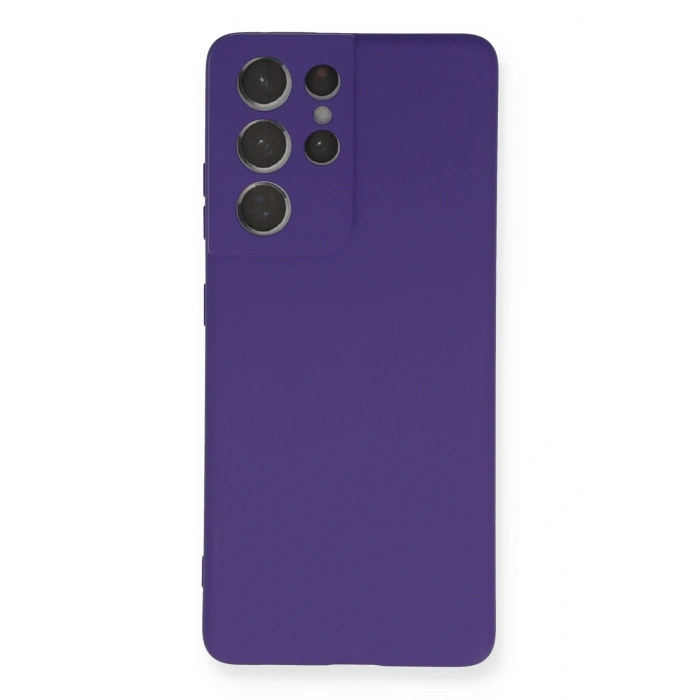 Mey İthalat®  Samsung Galaxy S21 Ultra Kılıf Nano içi Kadife Silikon - Mor