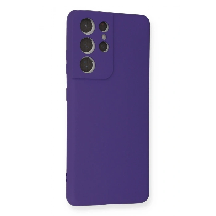 Mey İthalat®  Samsung Galaxy S21 Ultra Kılıf Nano içi Kadife Silikon - Mor