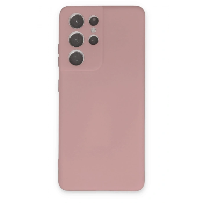 Mey İthalat®  Samsung Galaxy S21 Ultra Kılıf Nano içi Kadife Silikon - Pudra