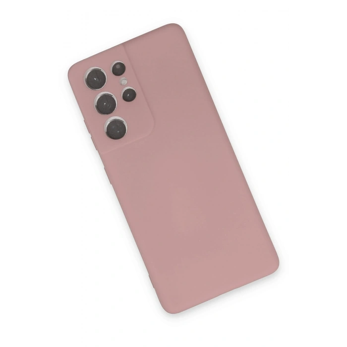 Mey İthalat®  Samsung Galaxy S21 Ultra Kılıf Nano içi Kadife Silikon - Pudra