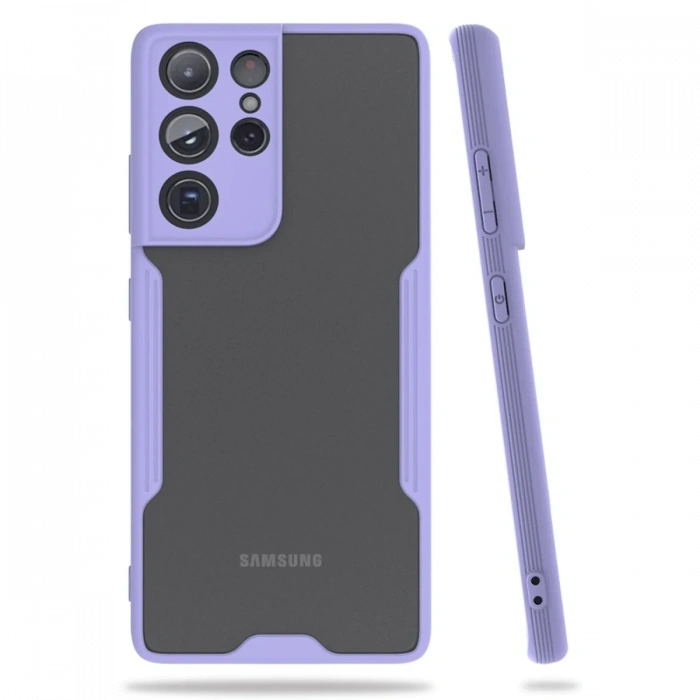 Mey İthalat®  Samsung Galaxy S21 Ultra Kılıf Platin Silikon - Lila