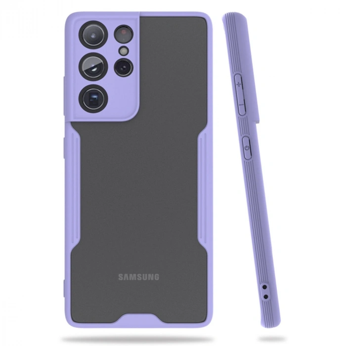 Mey İthalat®  Samsung Galaxy S21 Ultra Kılıf Platin Silikon - Lila